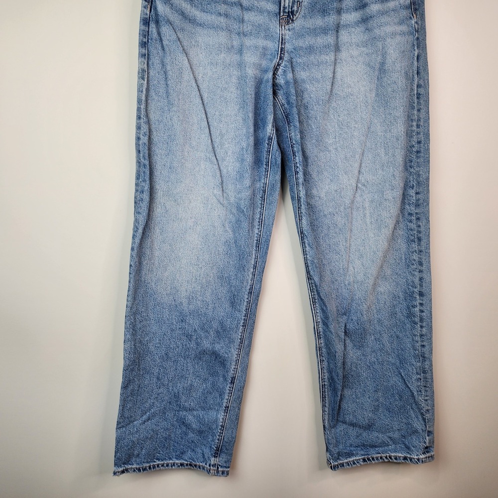 American Eagle Ex-Boyfriend Baggy Straight Jeans Women's 14 Long Strigid Denim - Picture 4 of 9
